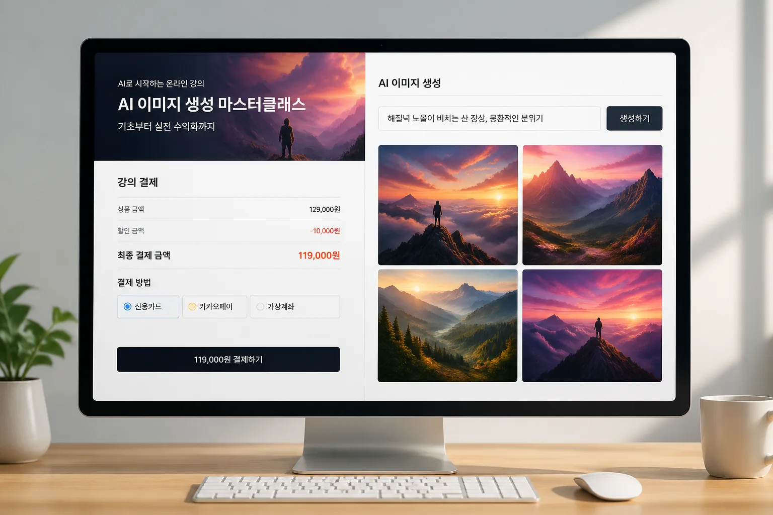 AI 생성 강의와 수익화 구조 예시