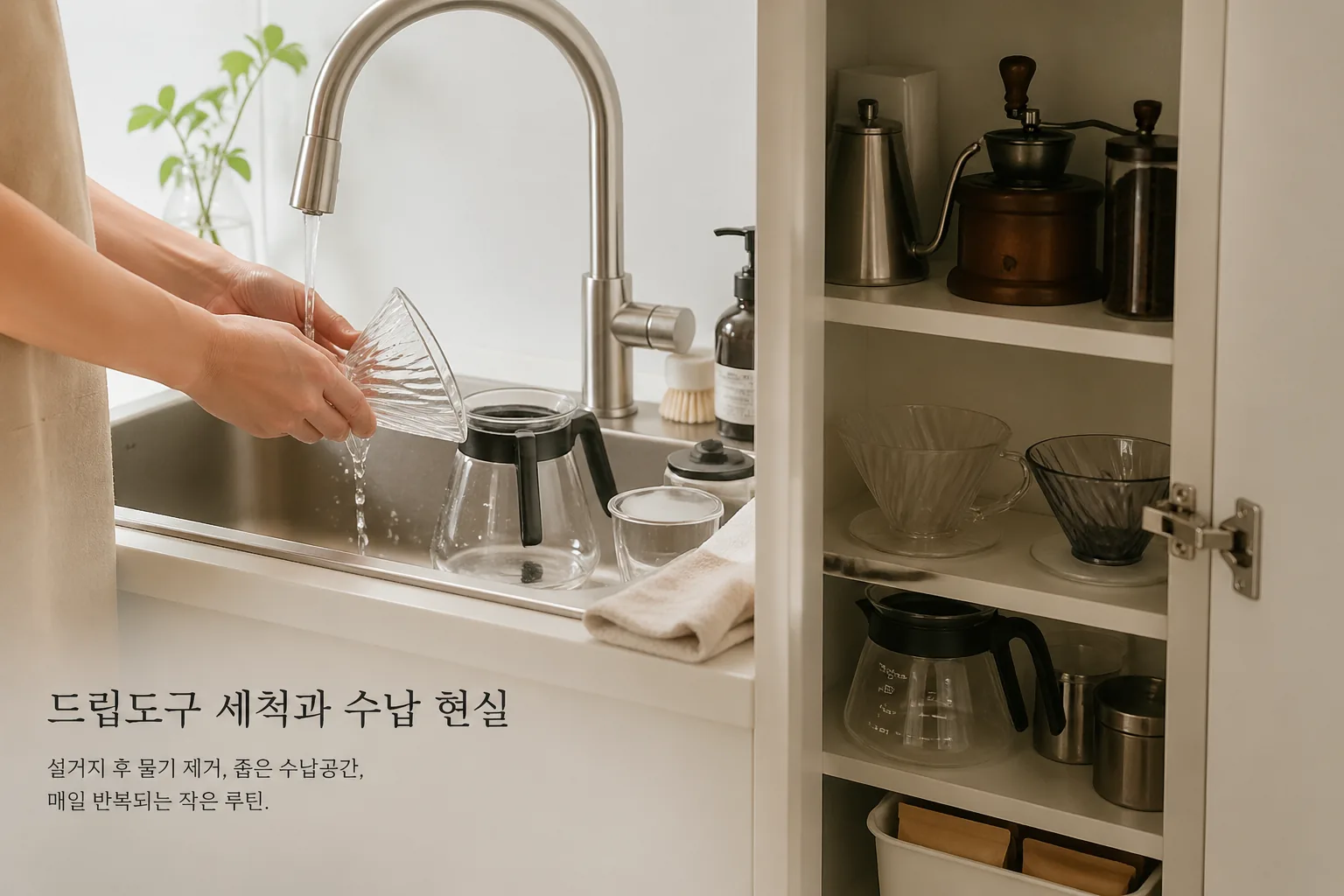 드립도구 세척과 수납 현실