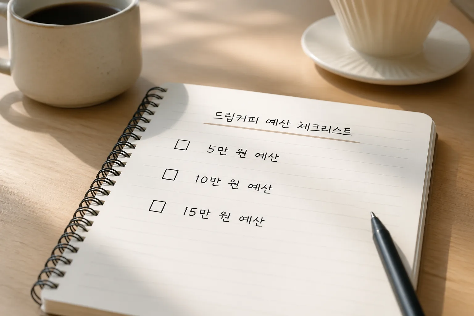 드립커피 예산 체크리스트