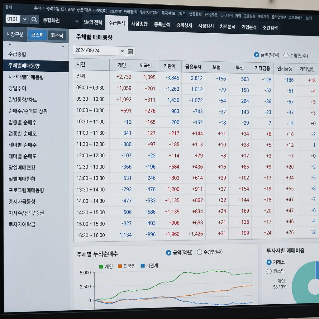 기관 외국인 수급 분석 화면
