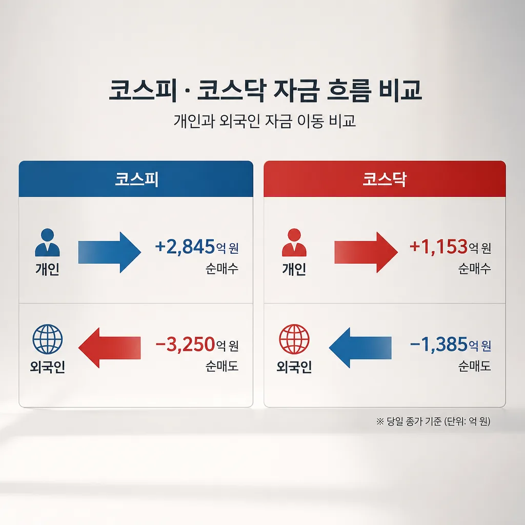 개인과 외국인 자금 이동 비교