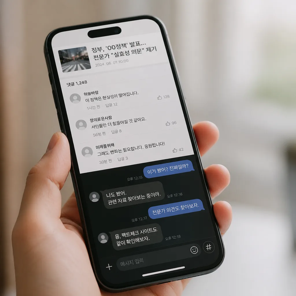 대중 반응과 증거 소비를 상징하는 이미지