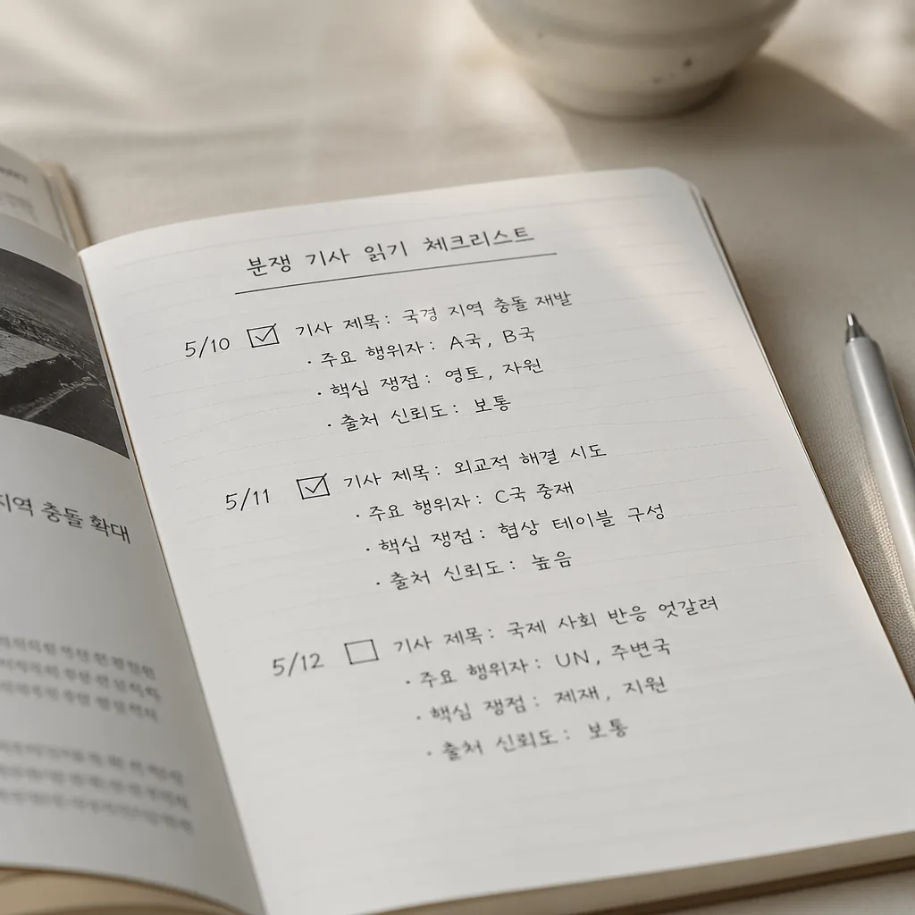 분쟁 기사 읽기 체크리스트 이미지
