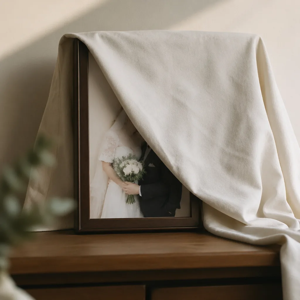 웨딩사진 사용 중단 요청을 상징하는 이미지