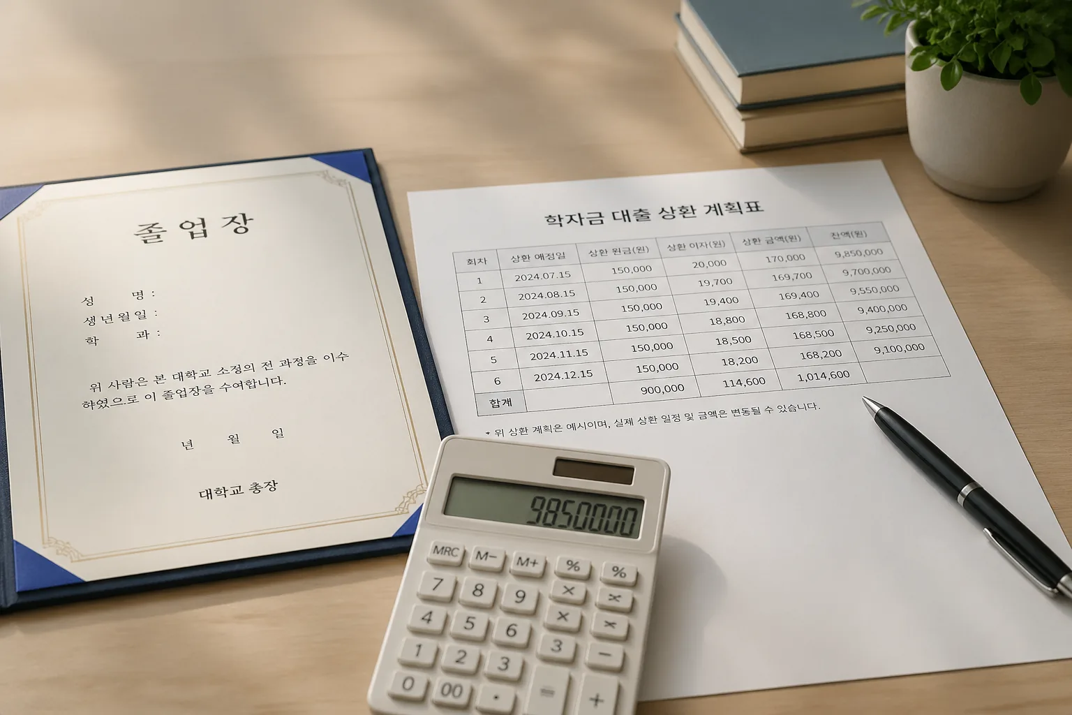 학자금 대출 상환 계획표