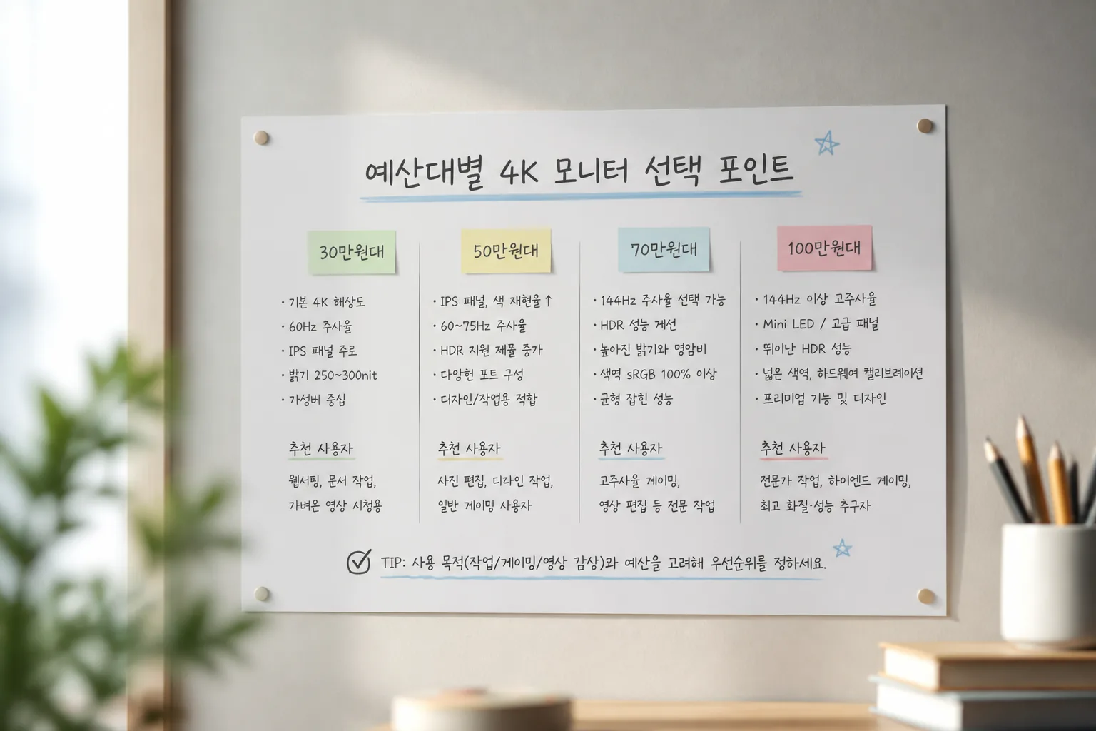 30만 원대부터 100만 원대까지 예산별 비교