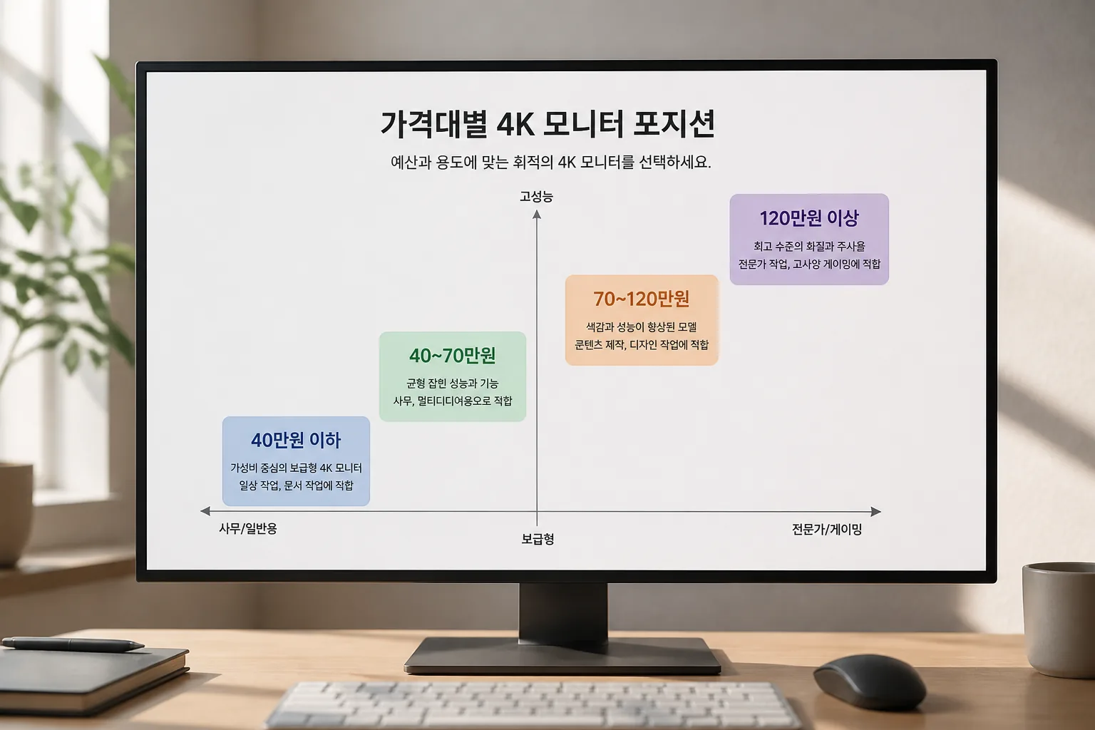 4K 모니터 가격대별 비교 차트
