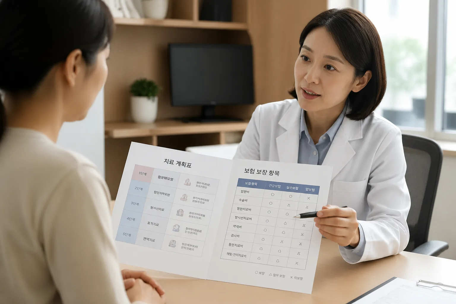암 치료 계획과 보험 보장 비교
