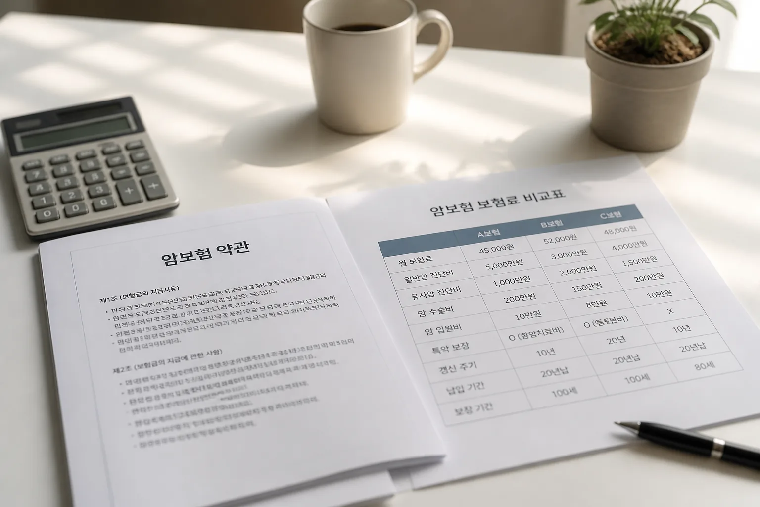 암보험 비교 상담 자료
