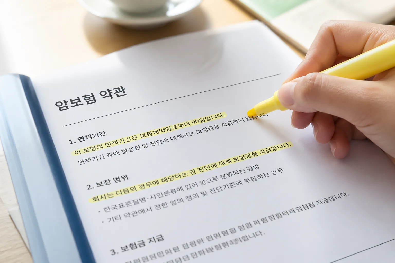 암보험 약관 체크 장면