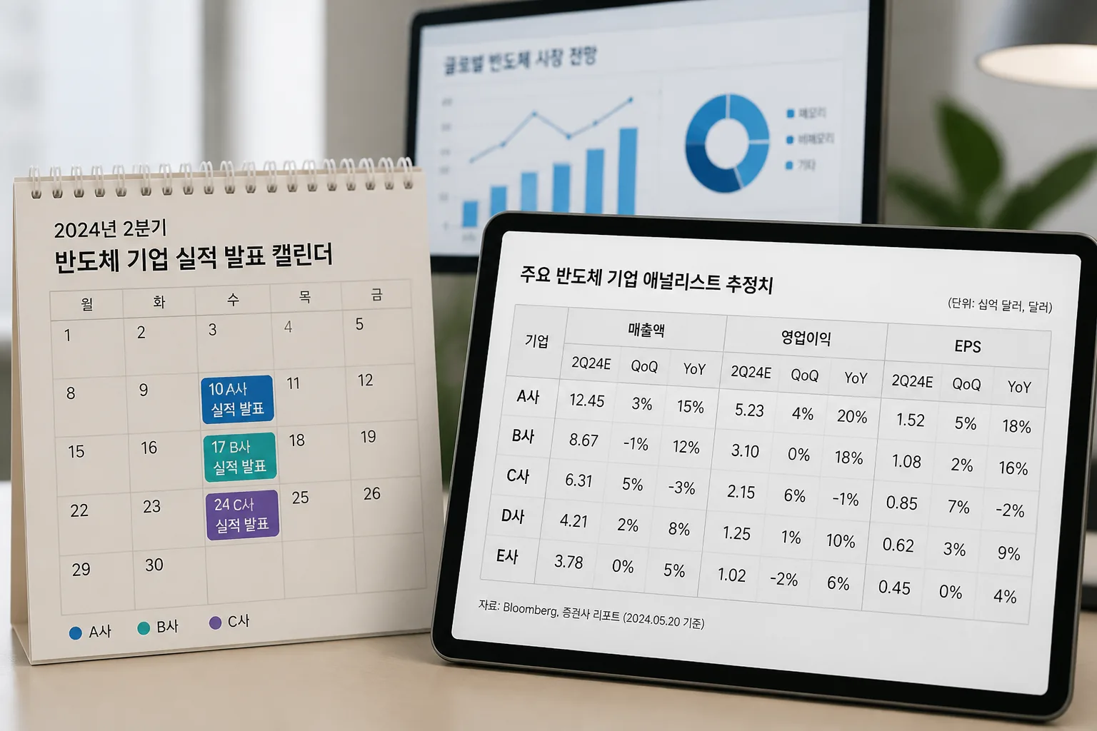 반도체 실적 캘린더와 추정치
