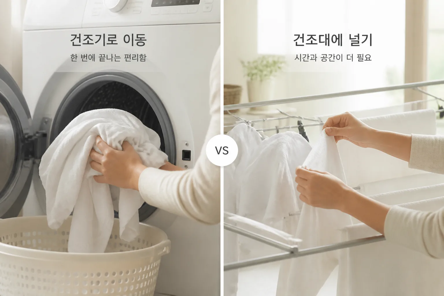빨래 동선 비교 장면