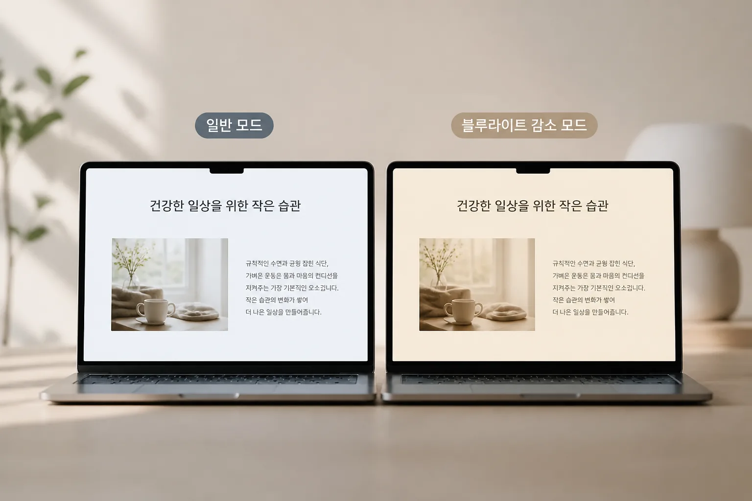 블루라이트 모드 비교