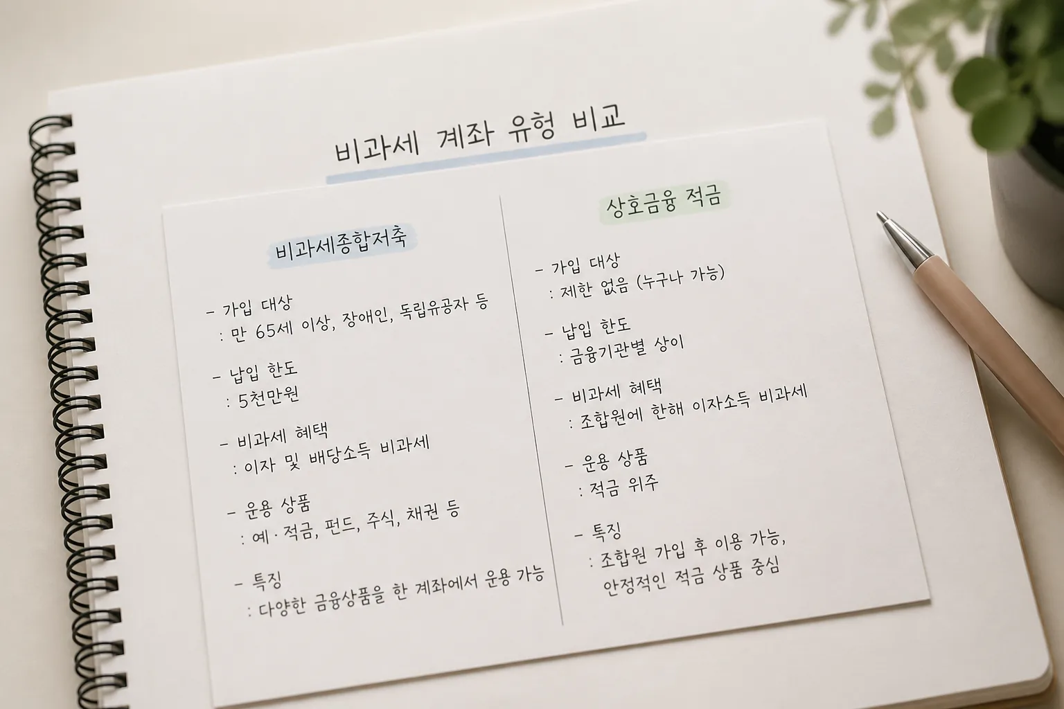 비과세 계좌 유형 비교