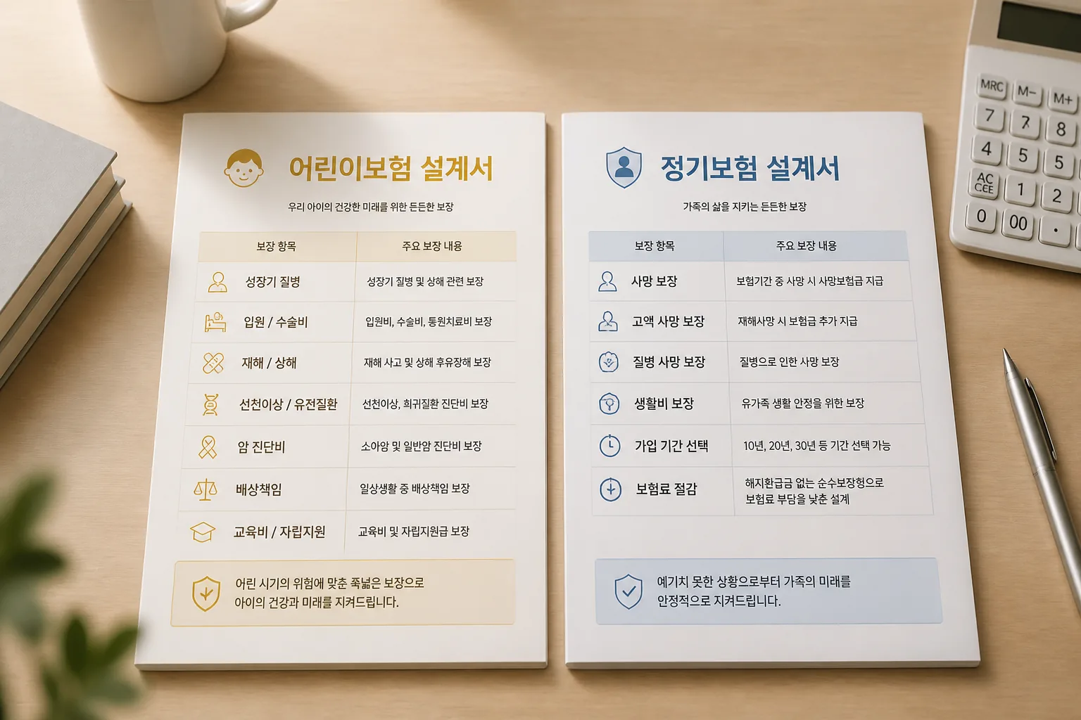 보험 유형별 보장 차이 비교