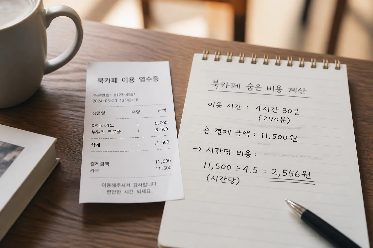 북카페 숨은 비용 계산