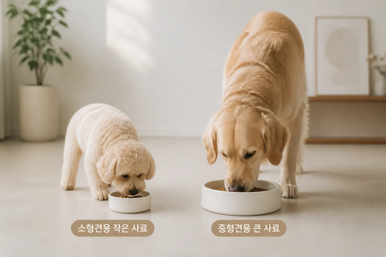 체형별 사료 선택 예시