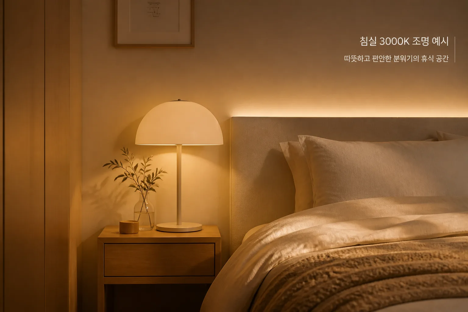 침실 3000K 조명 예시