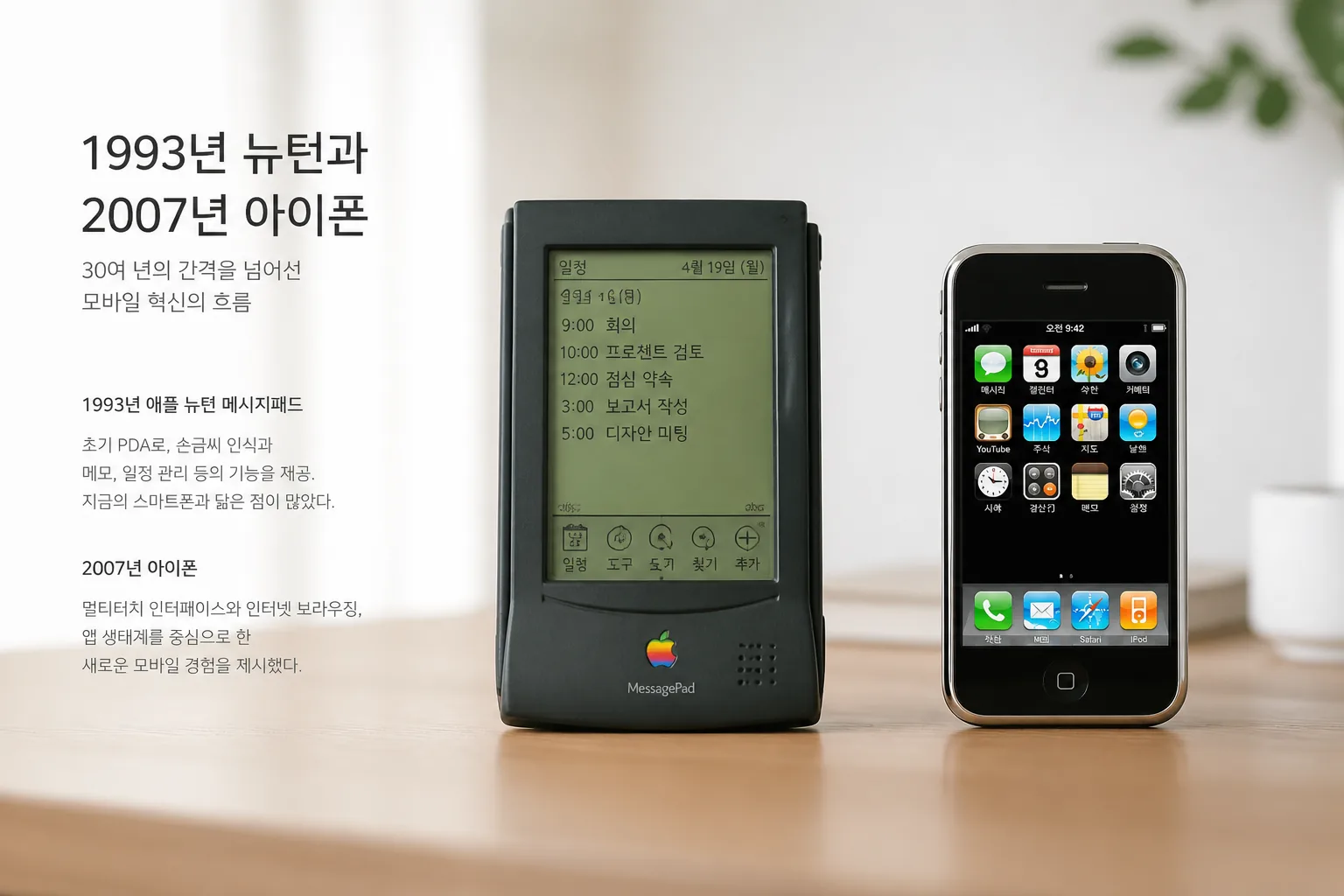 초기 PDA와 아이폰 비교