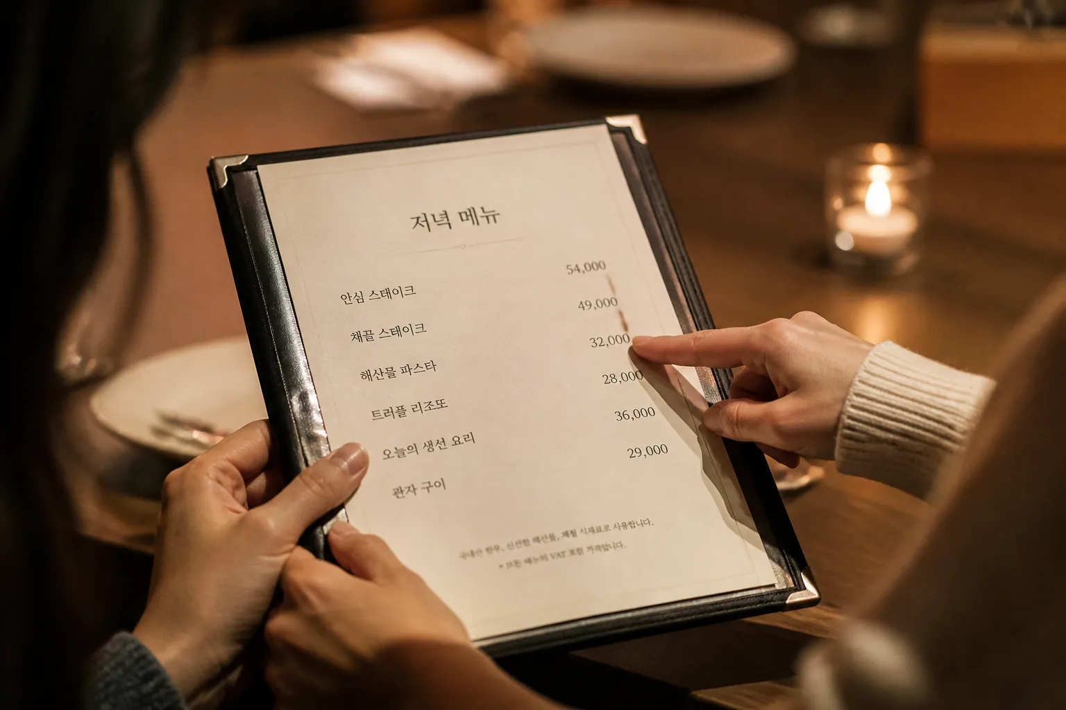 데이트 물가 부담을 보여주는 레스토랑 장면
