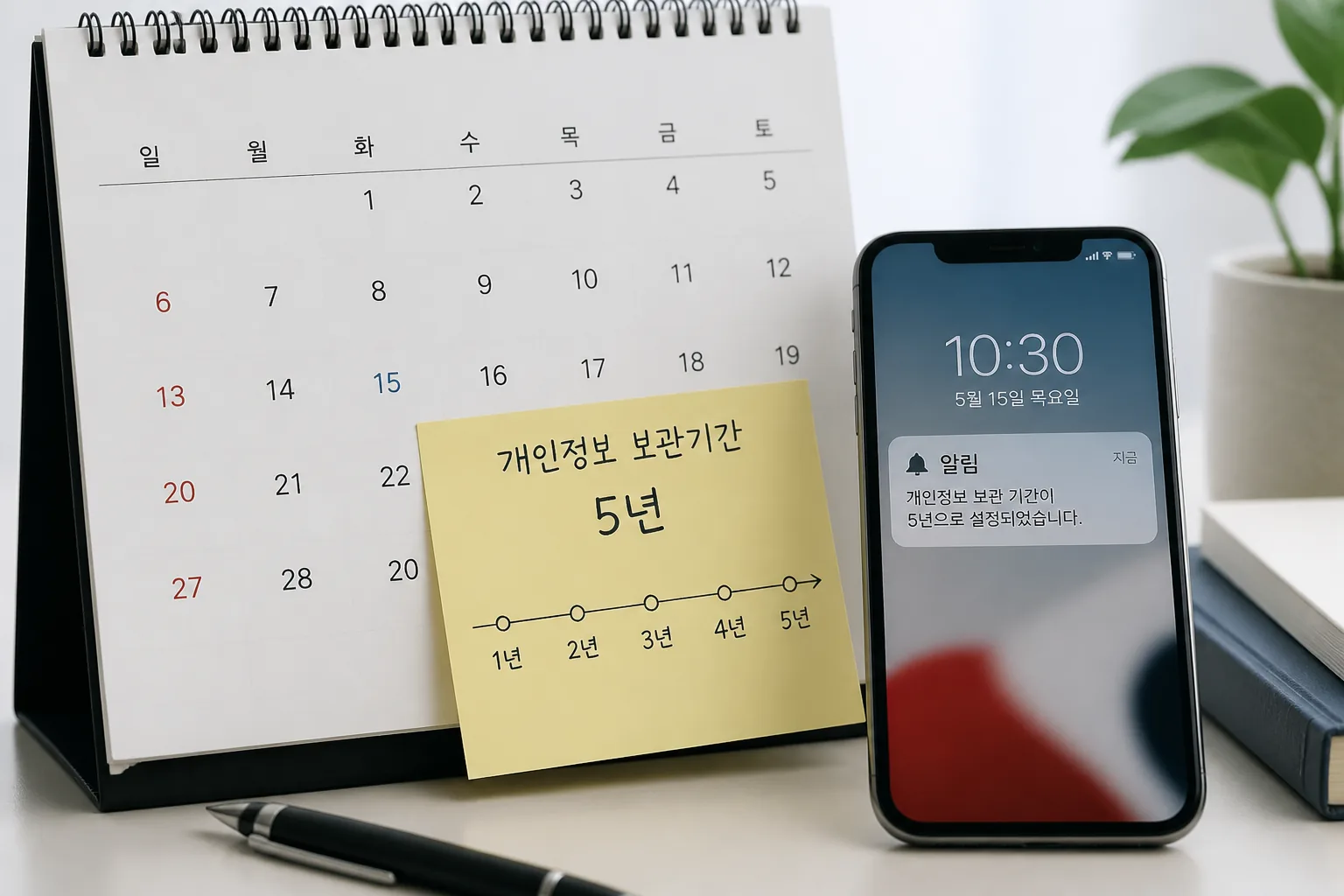 개인정보 보관 기간 5년 개념 이미지