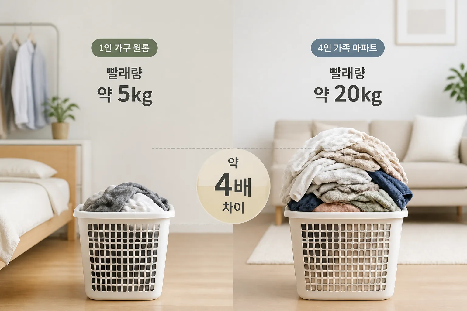 가구 수별 빨래량 비교