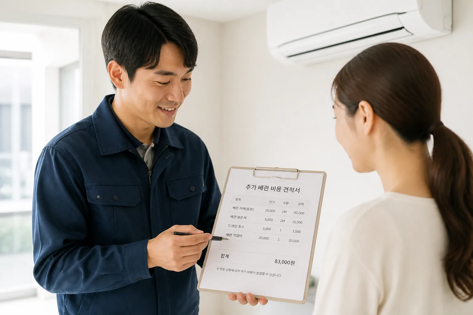 가전 설치비 확인 장면