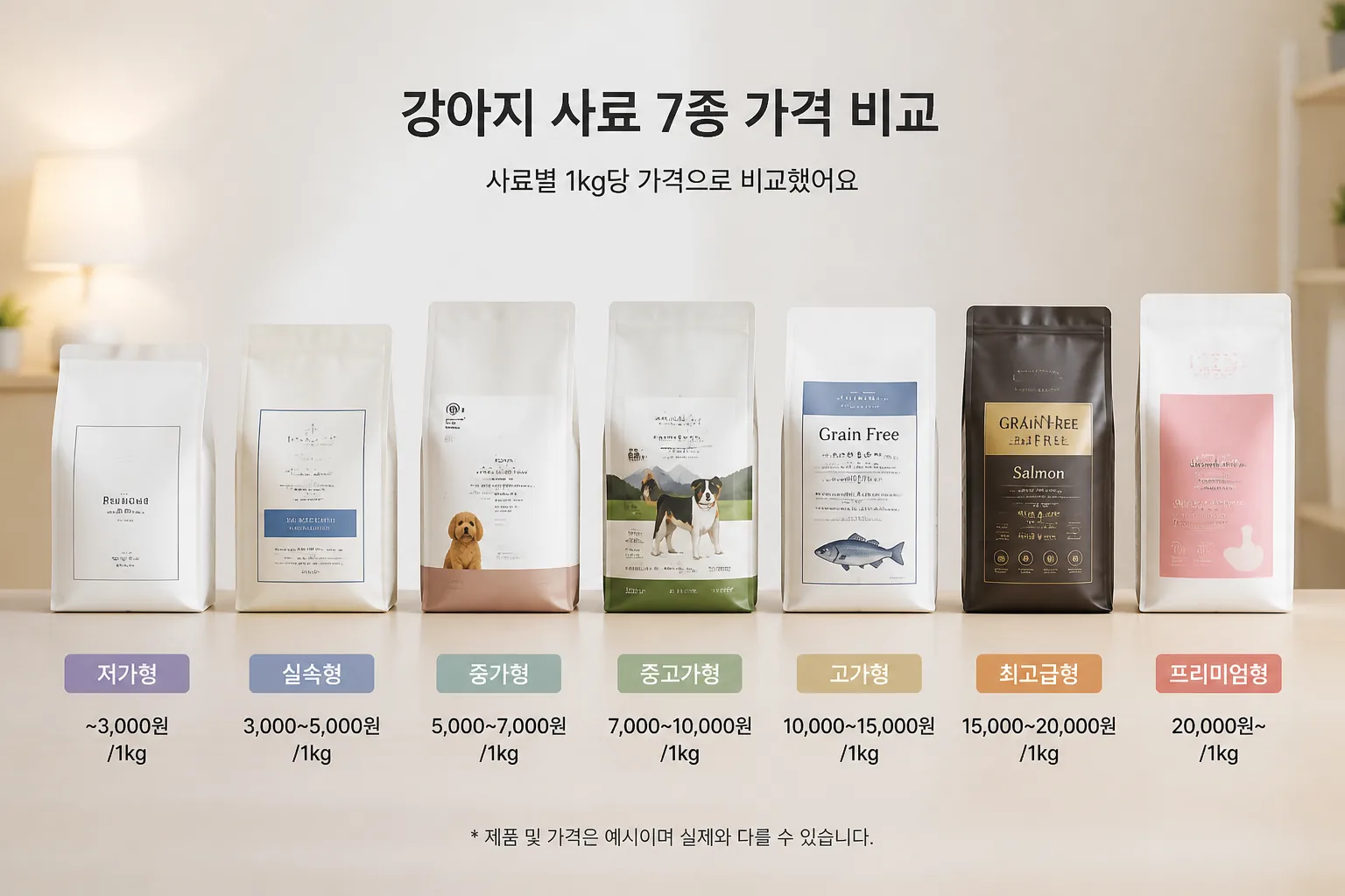 강아지 사료 7종 가격 비교