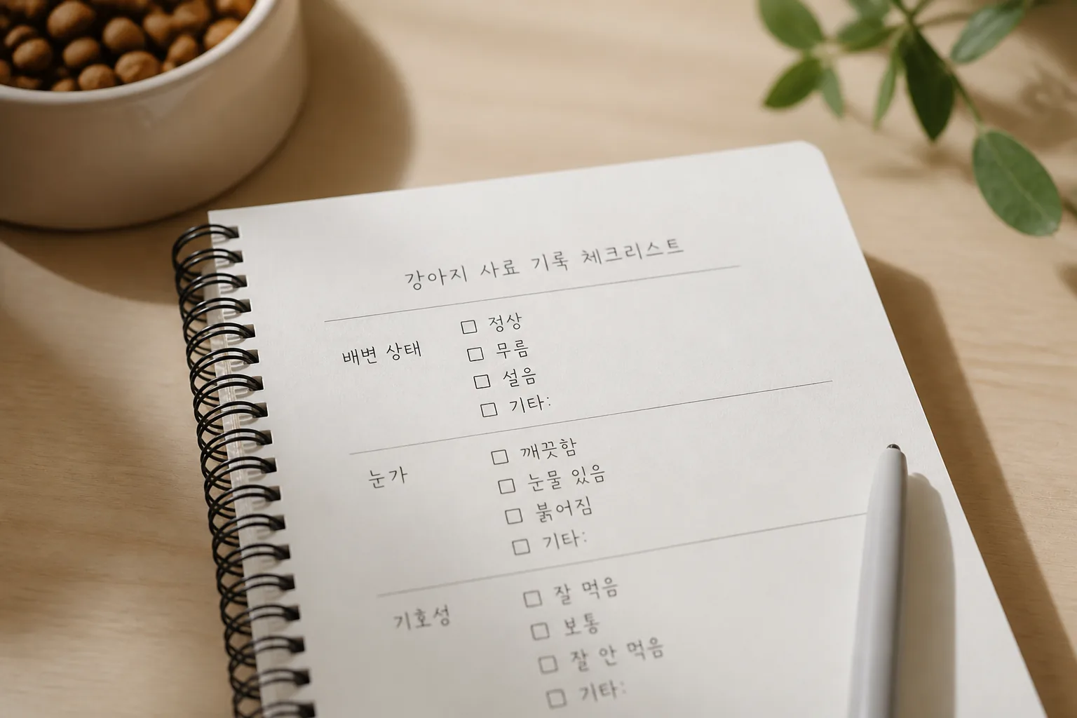 강아지 사료 기록 체크리스트