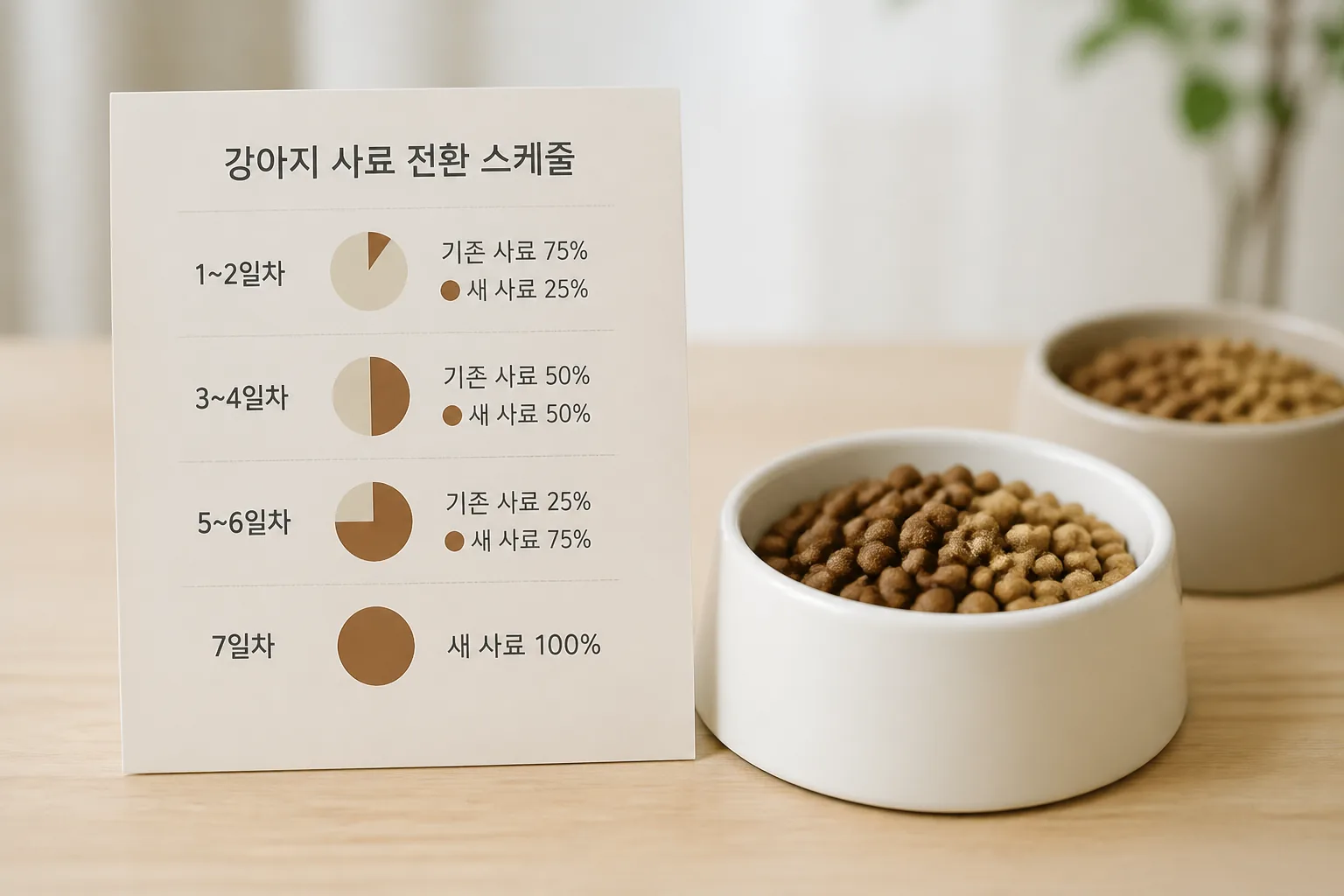 강아지 사료 전환 스케줄