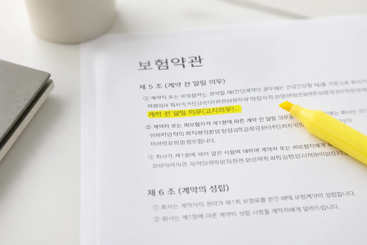 간편가입 보험 고지 항목 확인