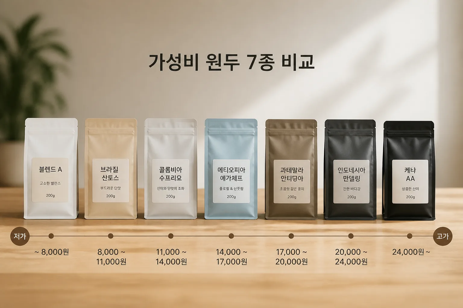 가성비 원두 7종 비교