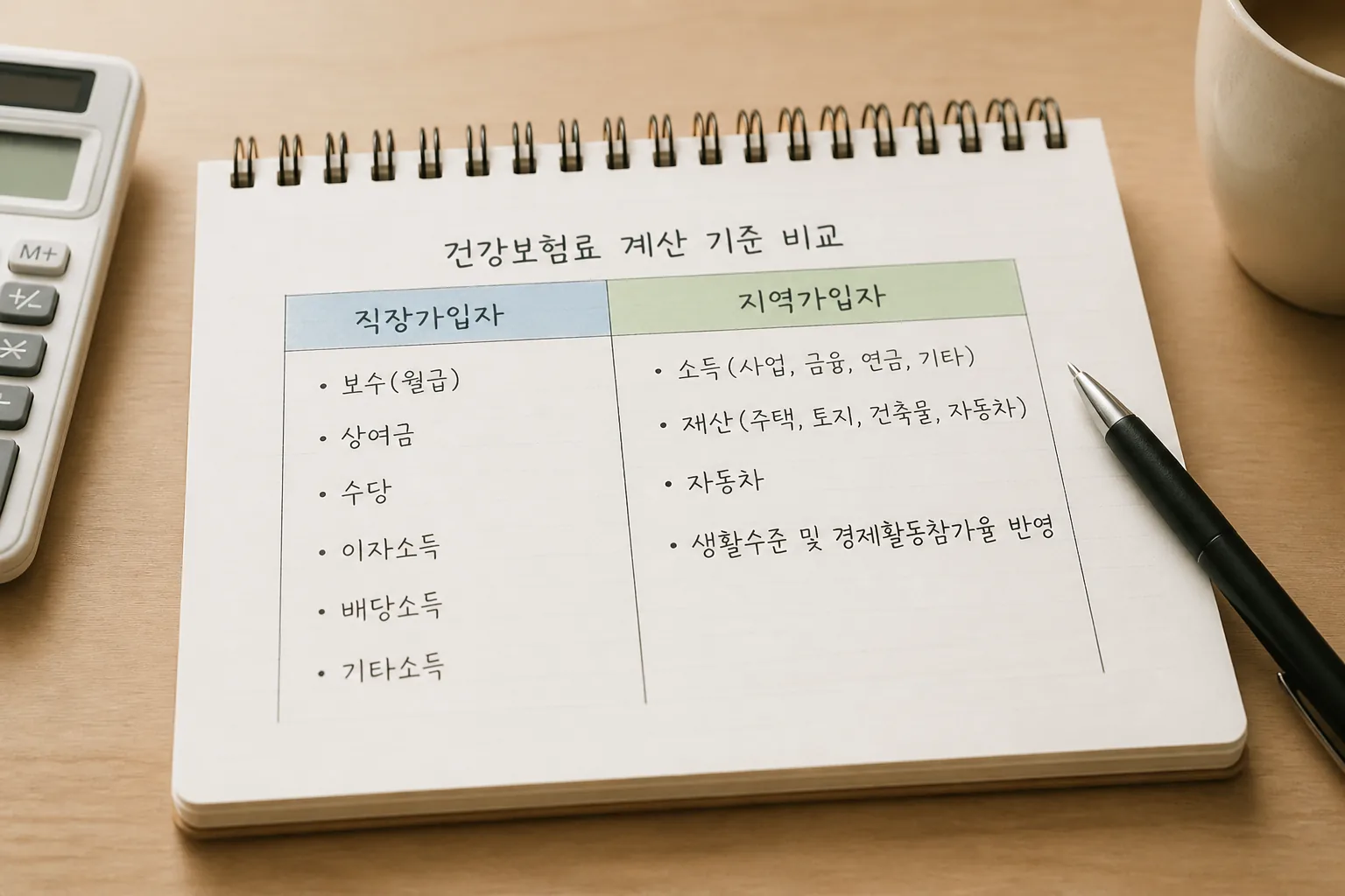 건강보험료 계산 기준 비교 메모