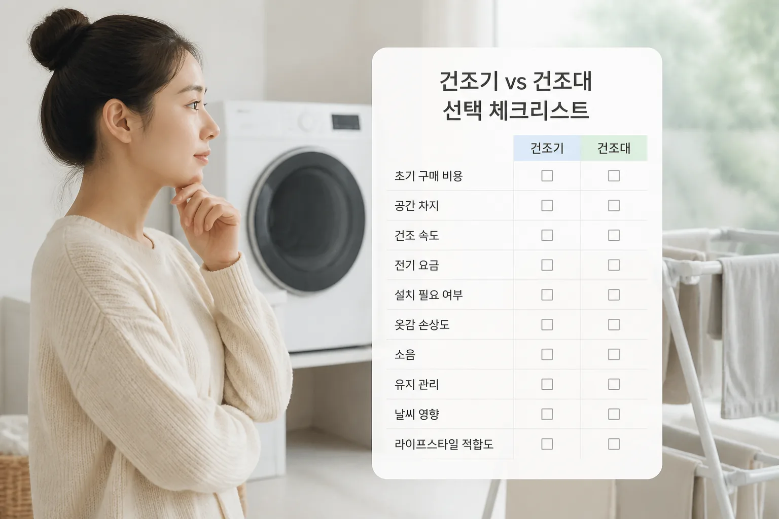 건조기 건조대 선택 체크리스트