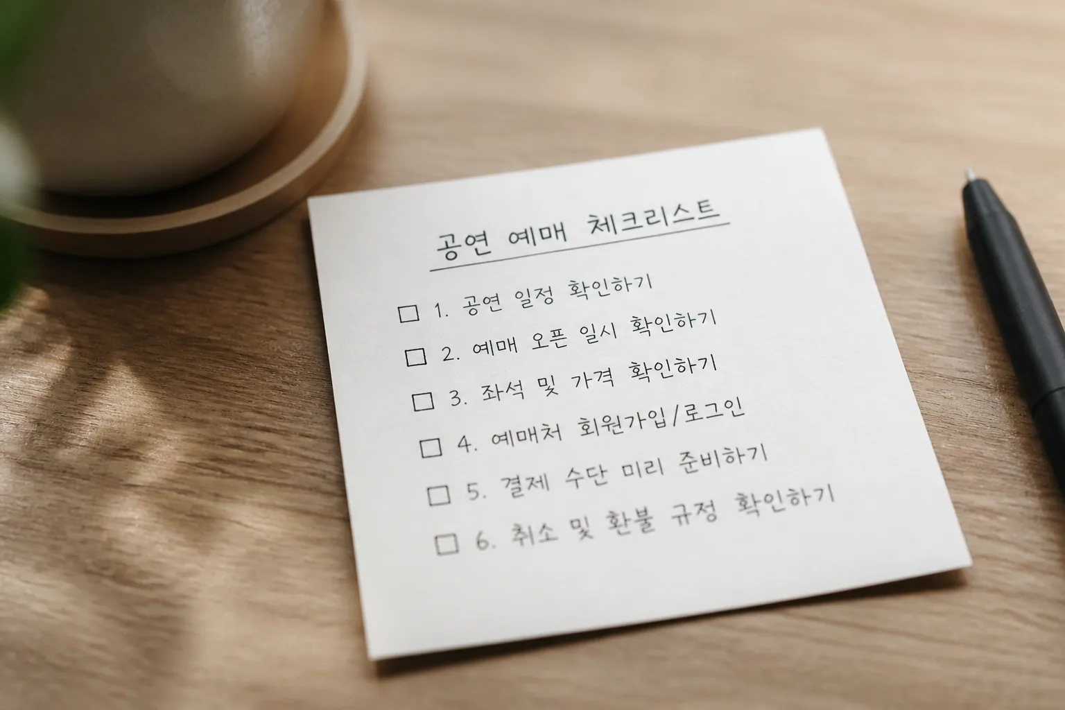 공연 예매 체크리스트 메모