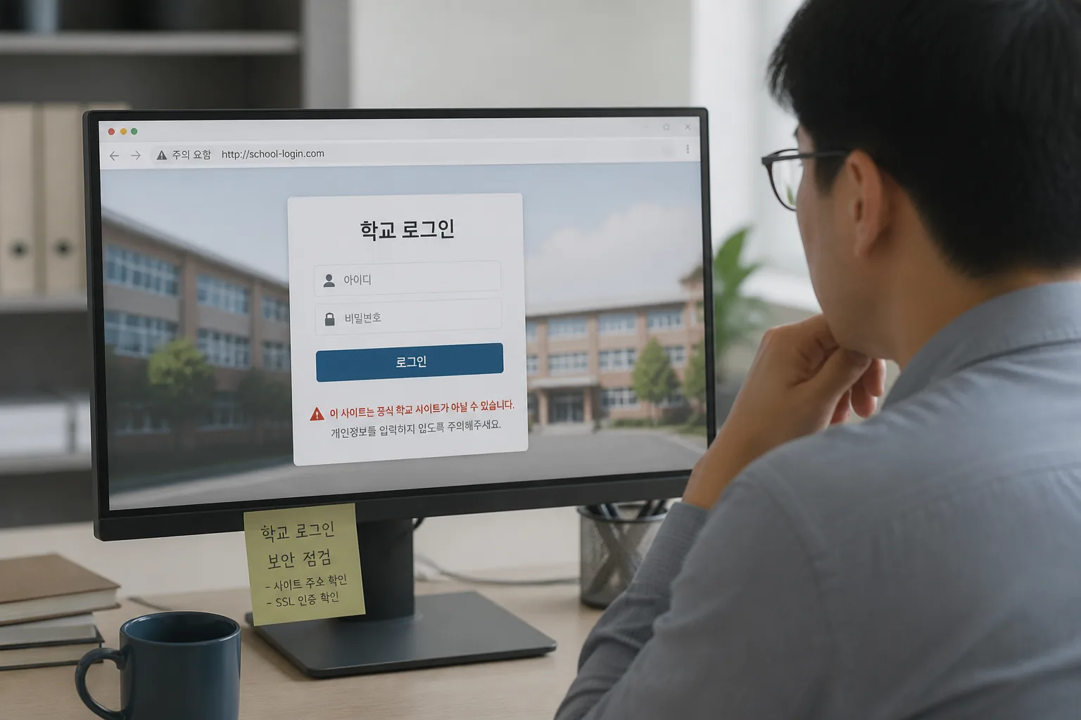 학교 로그인 화면 변조 대응