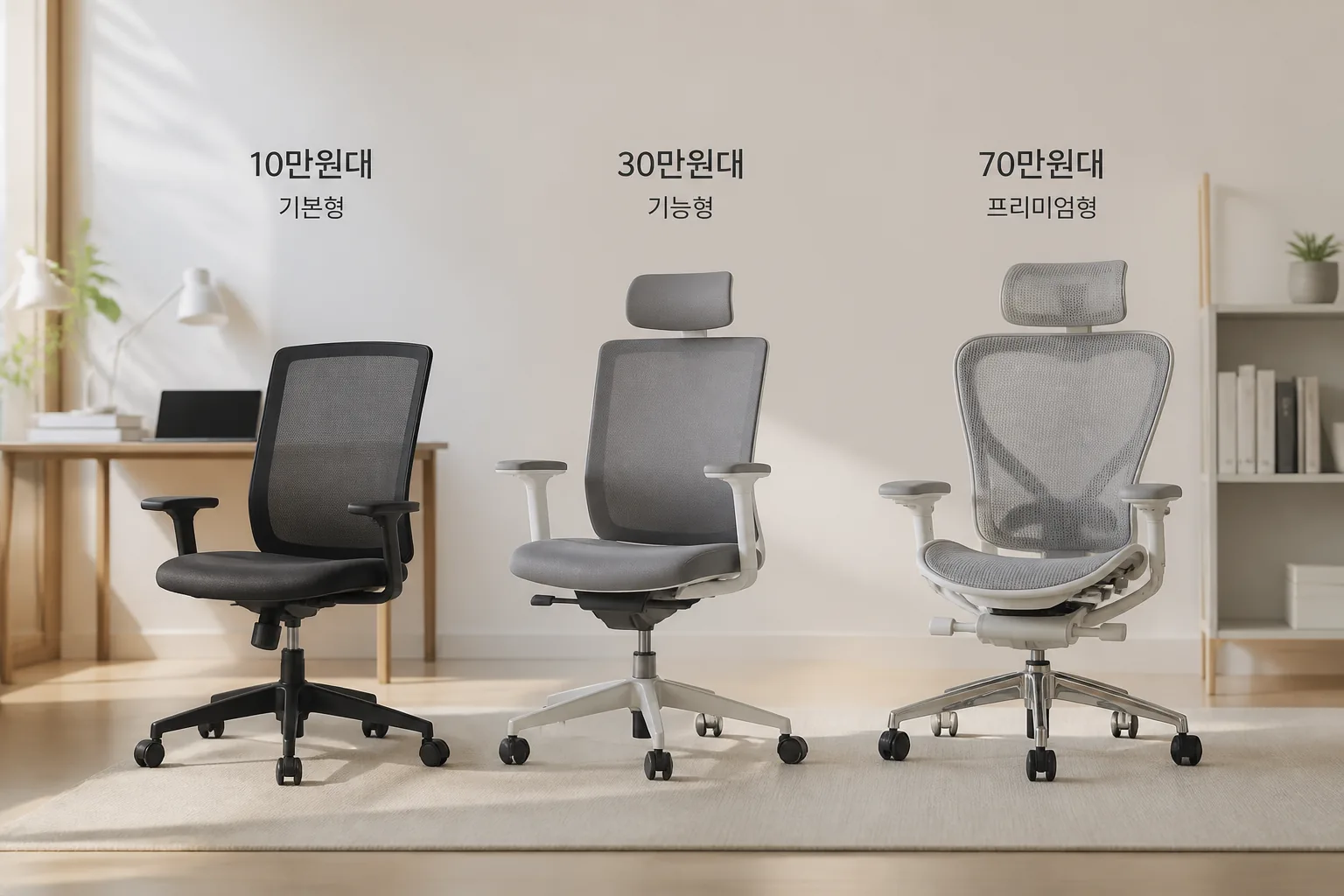 홈오피스 의자 가격대별 구조 비교