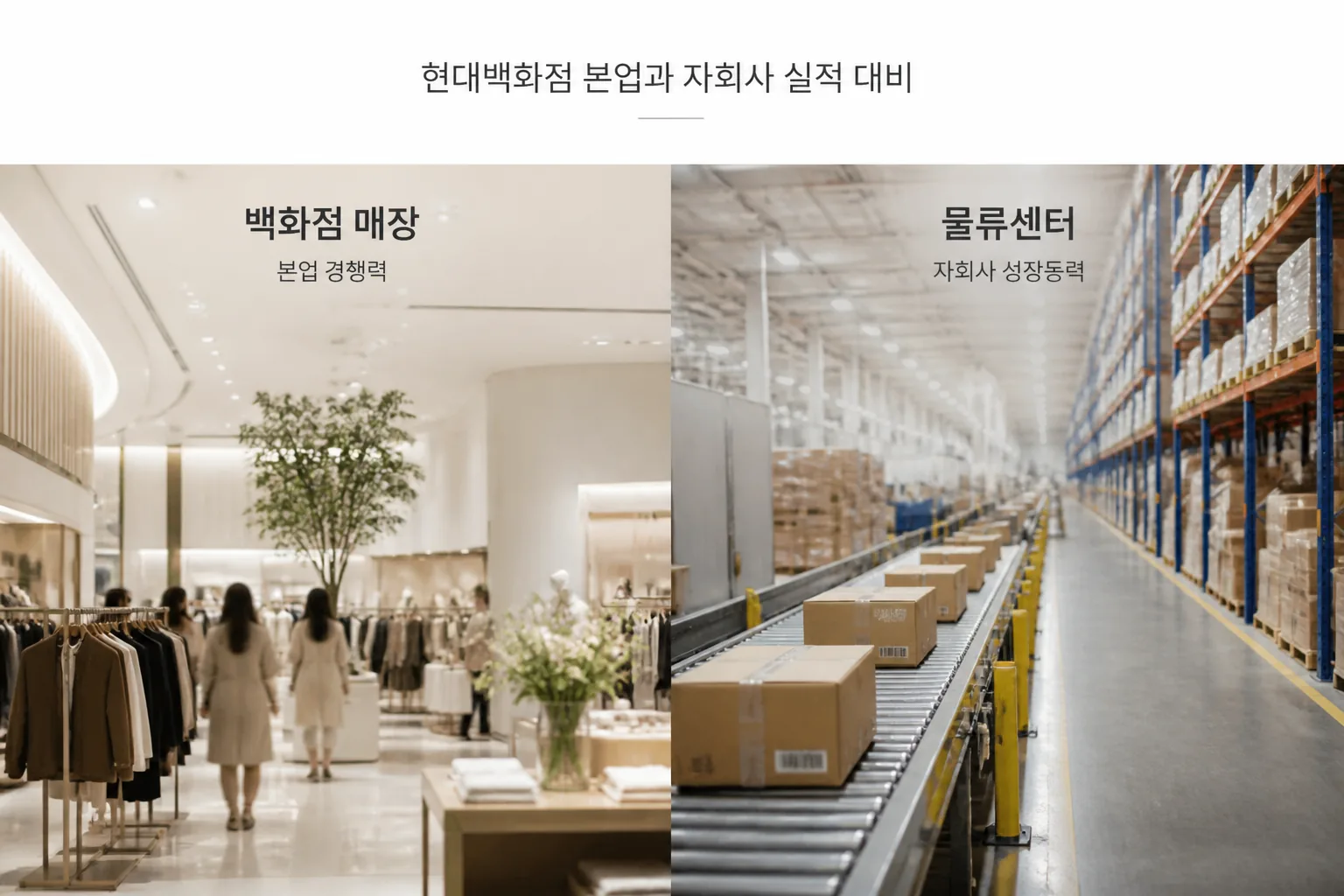 현대백화점 본업과 자회사 실적 대비