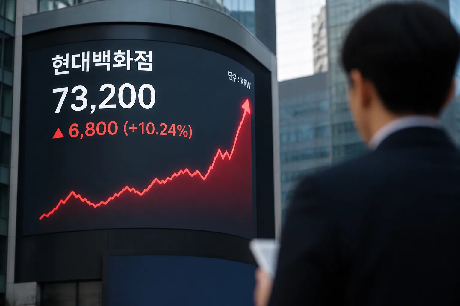 현대백화점 주가 급등 장면