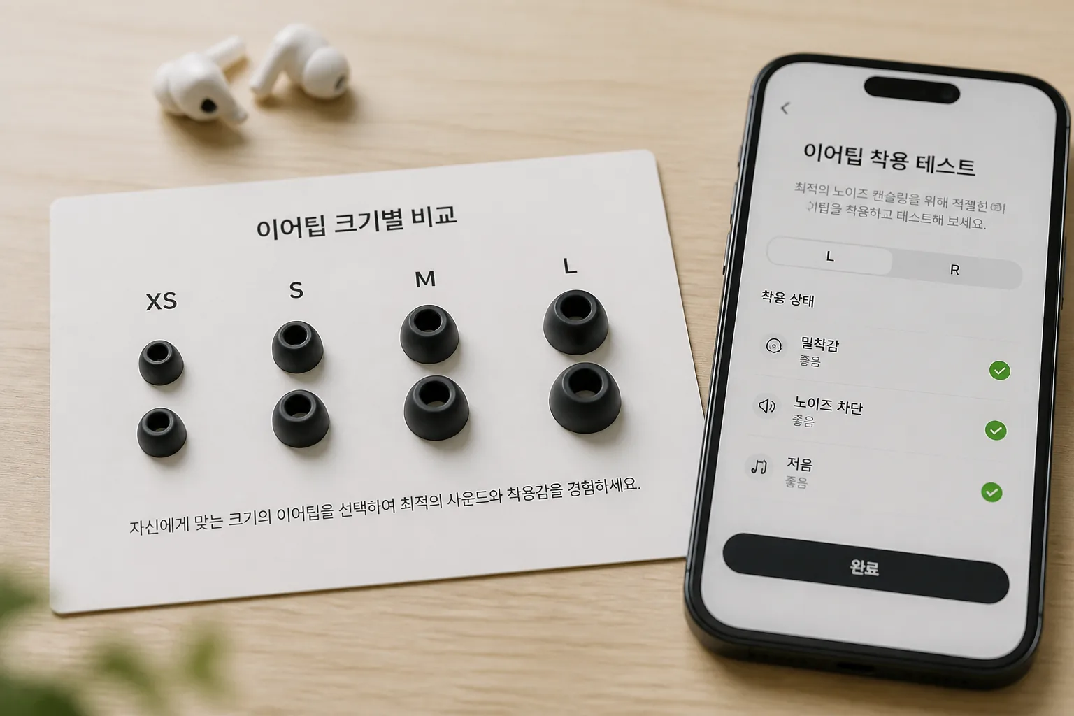 이어팁과 앱 지원 체크 장면