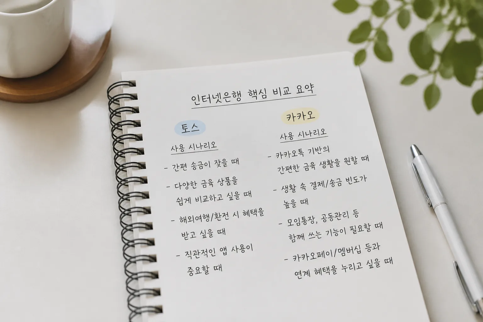 인터넷은행 핵심 비교 요약 메모