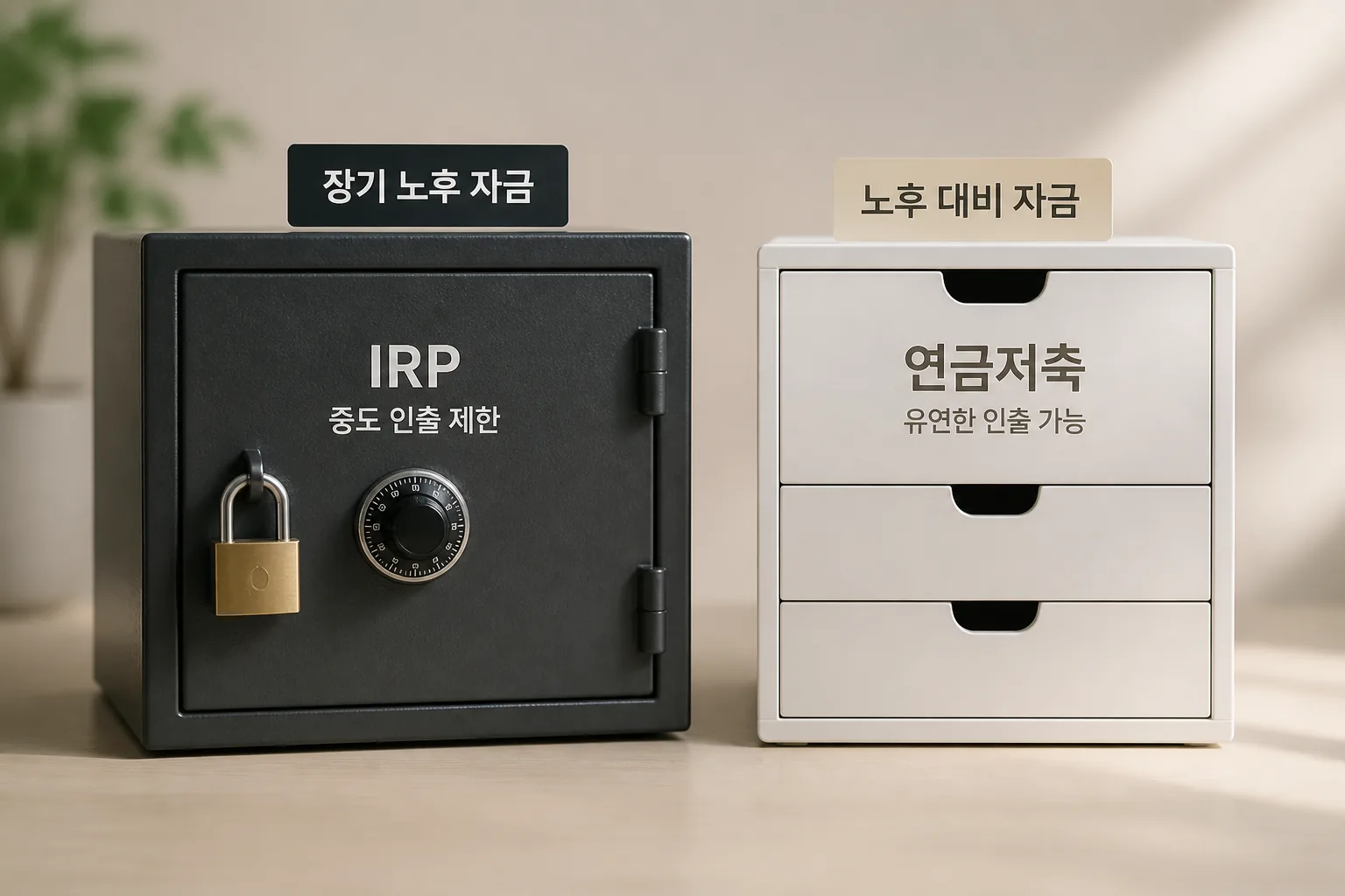 IRP와 연금저축 유동성 차이 비유 이미지