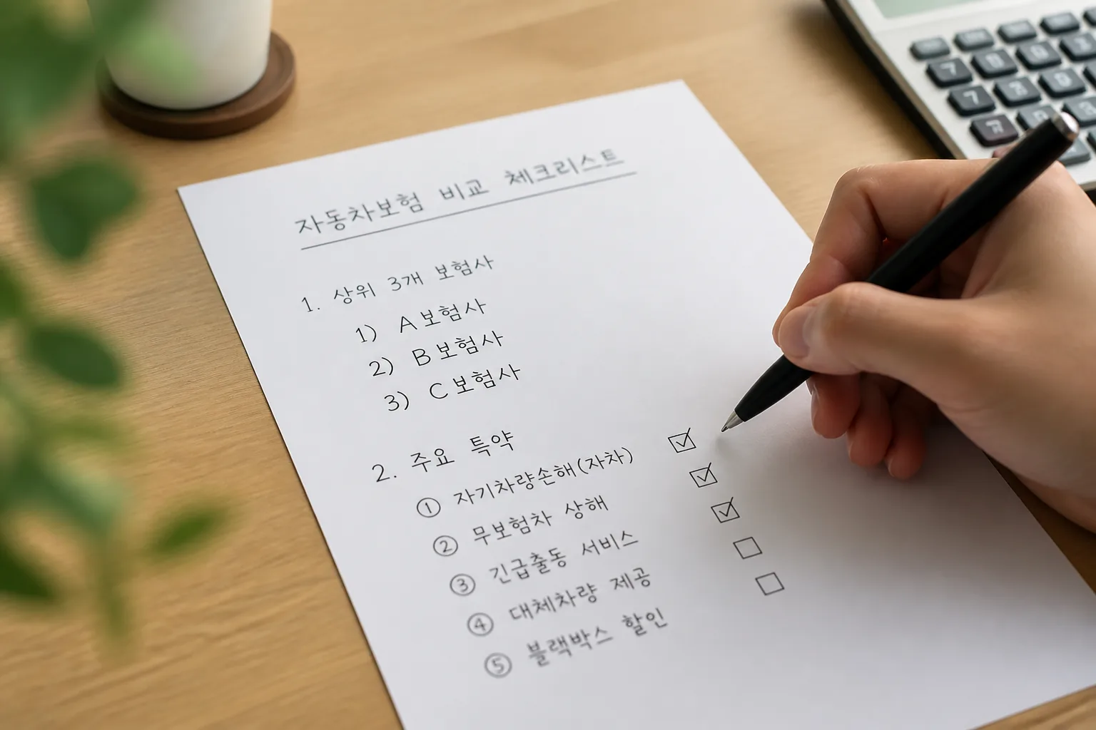 자동차보험 비교 체크리스트
