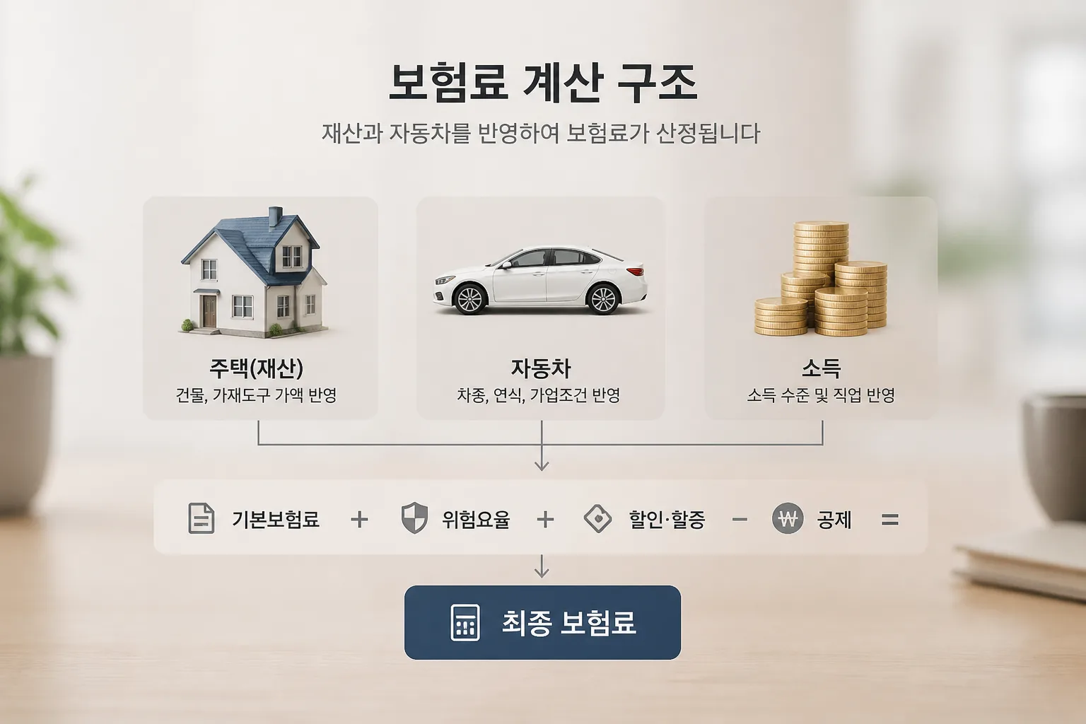 재산과 자동차 반영 구조 설명 이미지