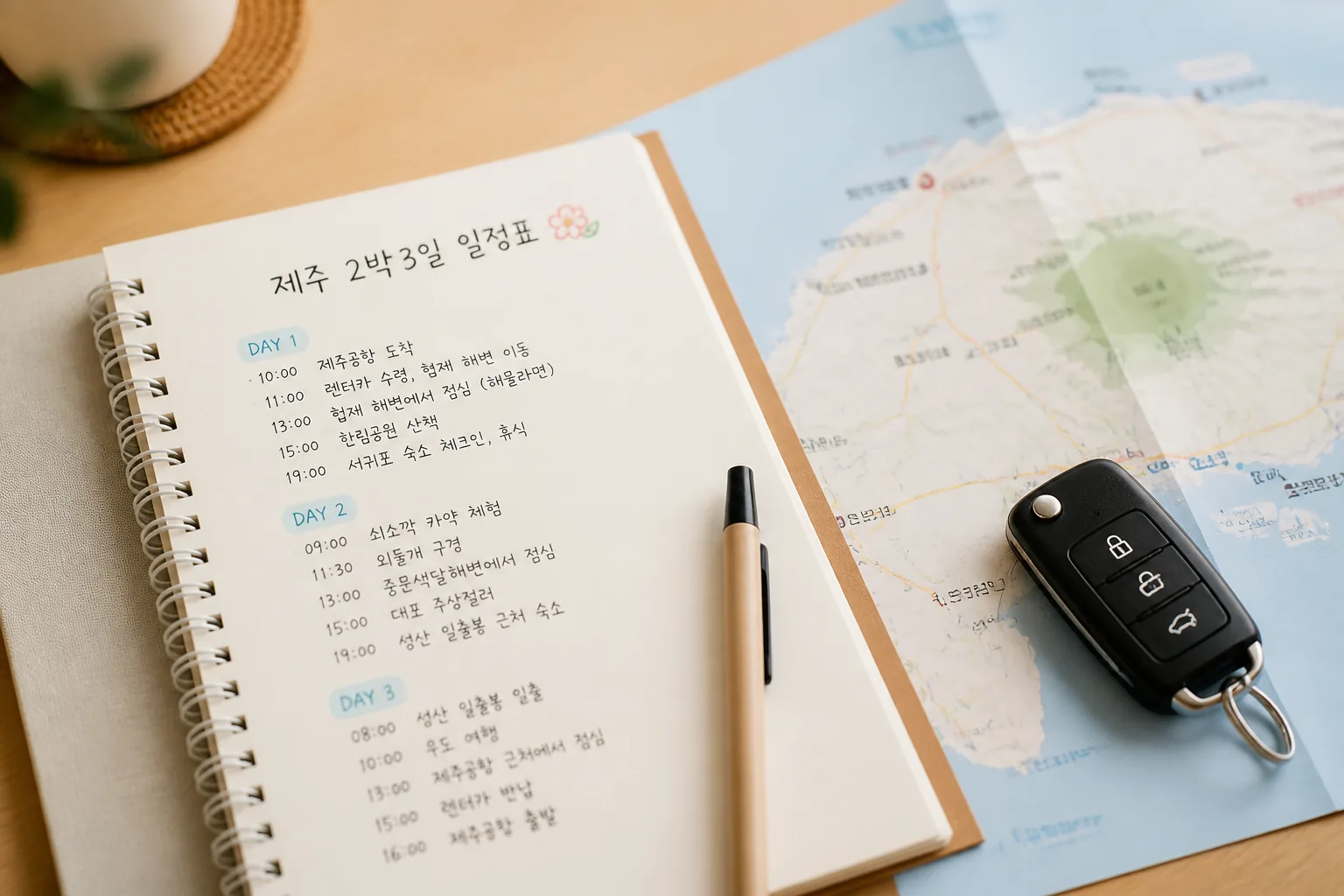 제주 여행 일정 계획 장면