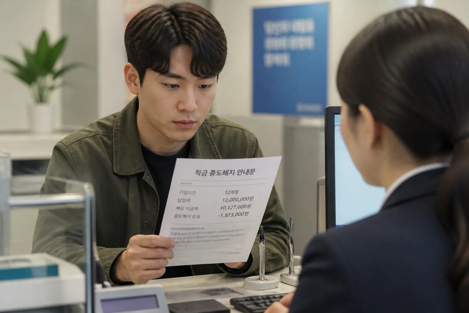 적금 중도해지 손실 확인 장면