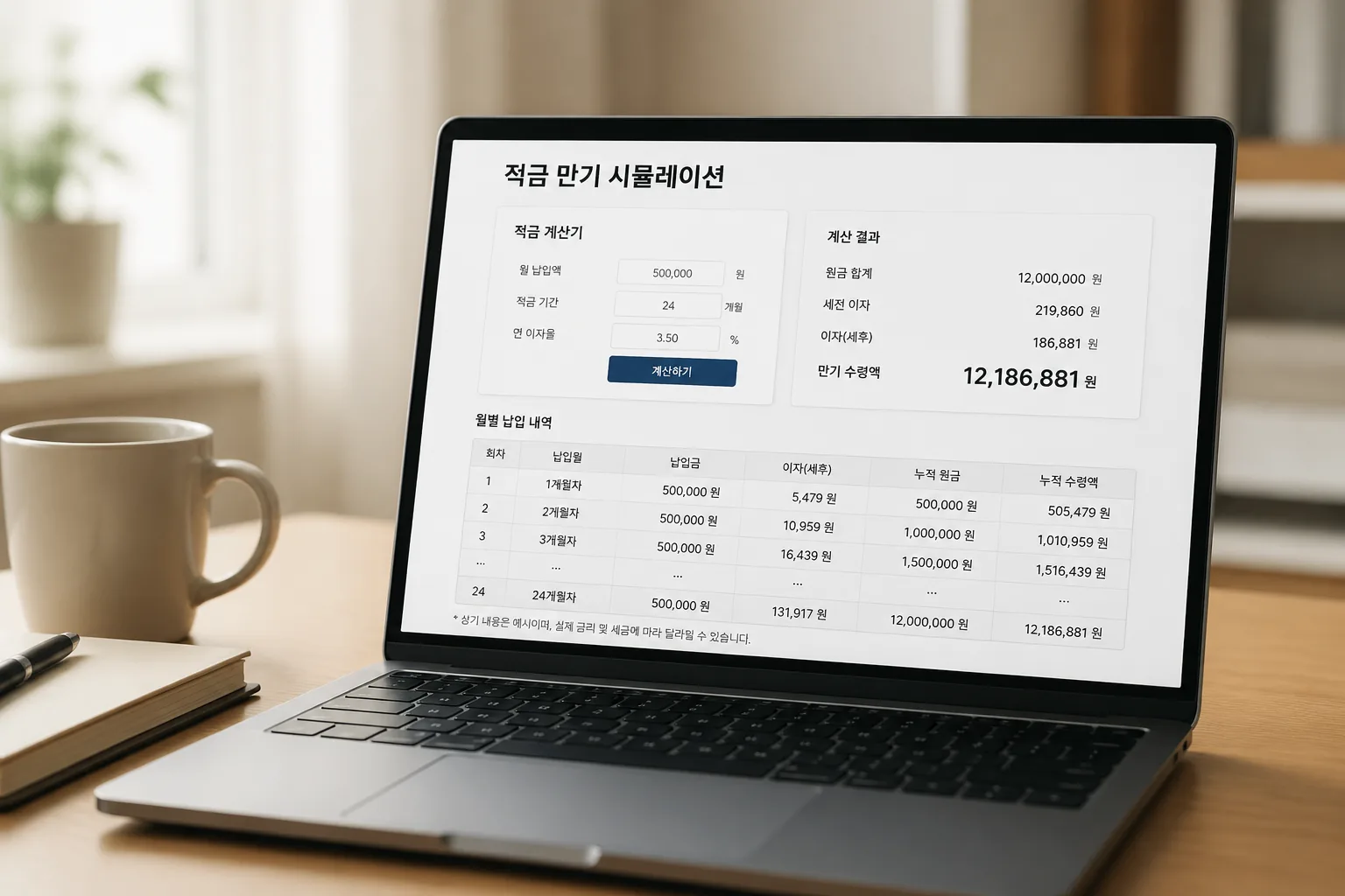 적금 만기 금액 계산 장면