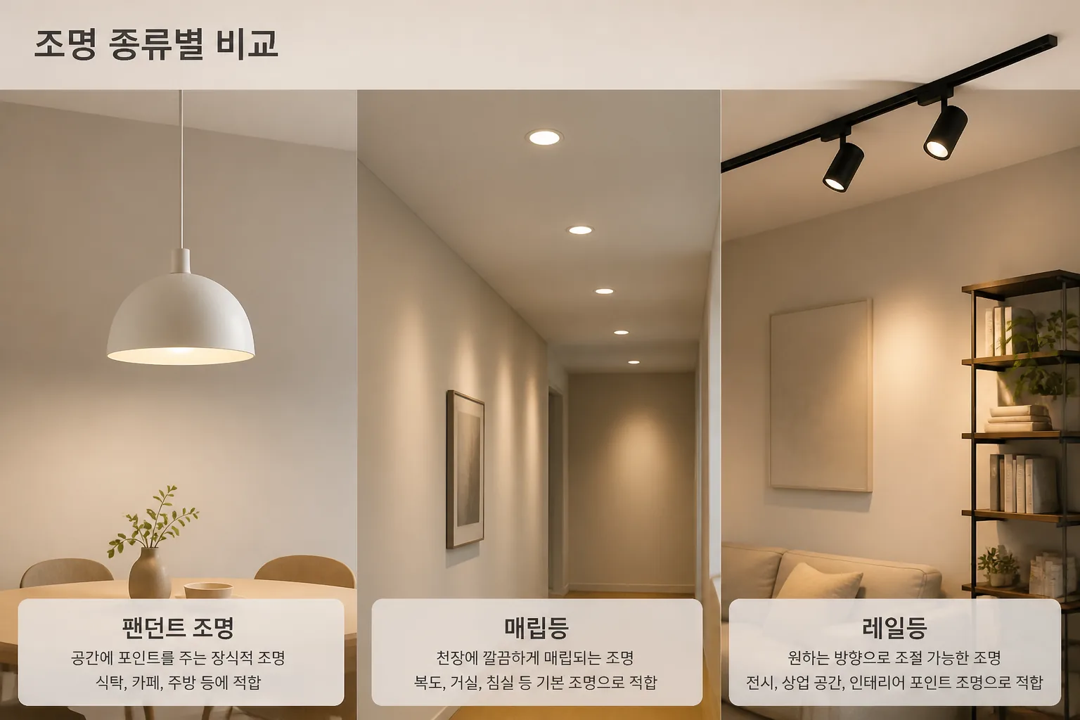 조명 종류별 비교