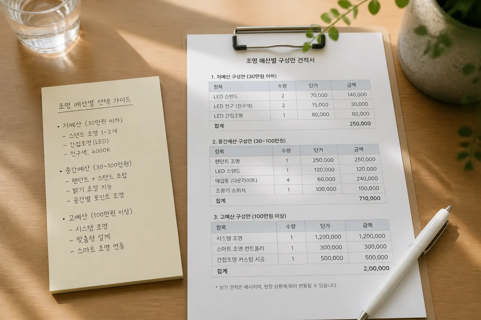 조명 예산별 선택 가이드