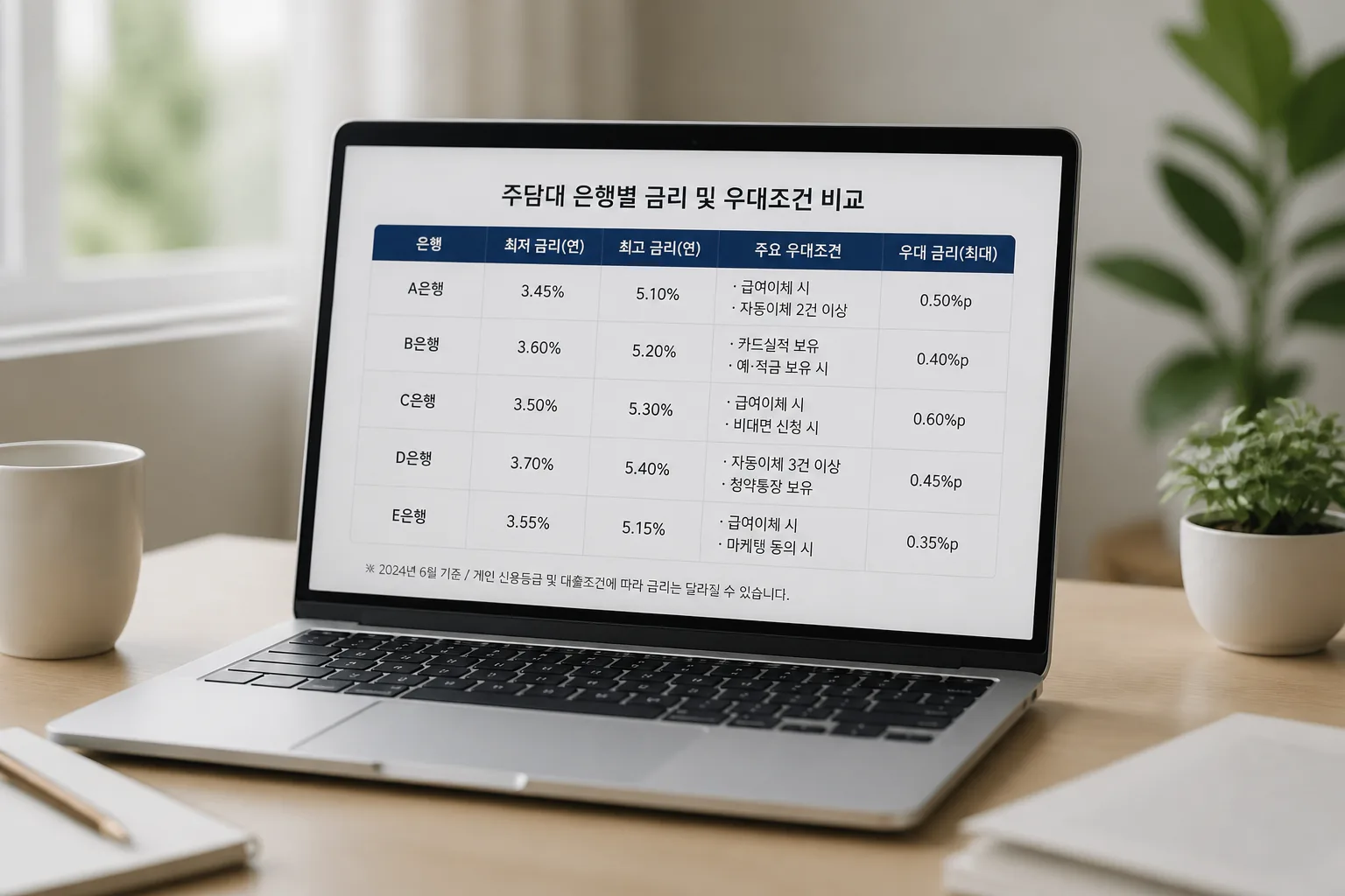 주담대 은행별 비교표